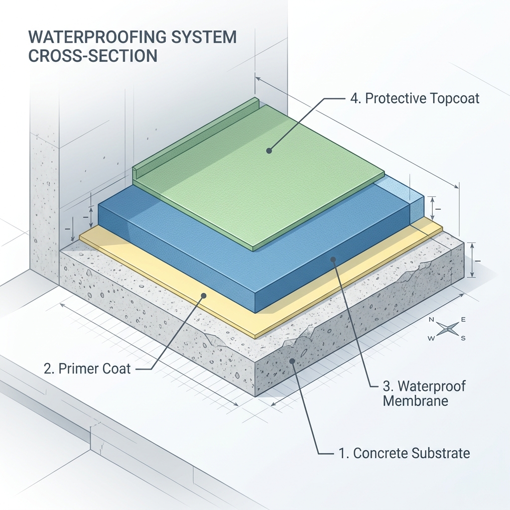 Waterproofing Layers Diagram